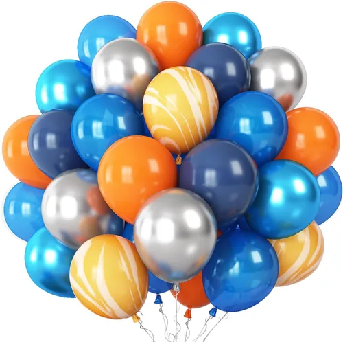 Miniatura 16 de Globos de color rojo, azul y amarillo, globos de helio de color primario de 12 pulgadas con globos de látex de confeti, globos de carnaval, circo