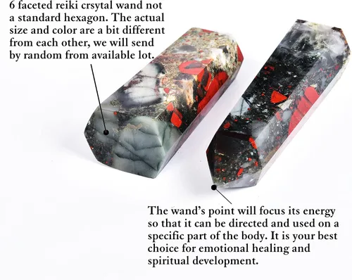 Miniatura 5 de AMOYSTONE Obelisco de Piedra de Sangre Africana Varita de Cristal Curativo Grande Torre Columna Facetada de 6 Lados Reiki Chakra Meditación Terapia