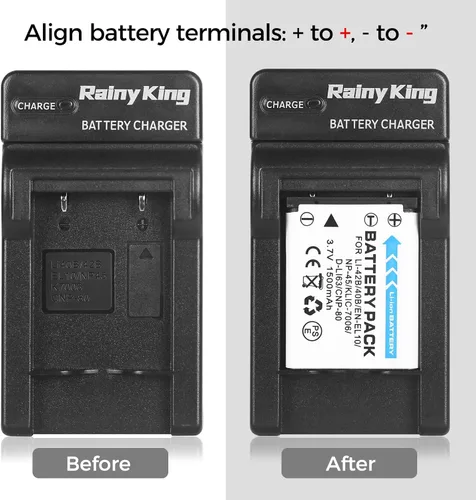 Miniatura 6 de Cargador de Batería Rainy King EN-EL10 para Nikon Coolpix S200, S203, S210, S220, S230, S3000, S4000, S500, S510, S5100, S520, S570 y Más, Reemplazo