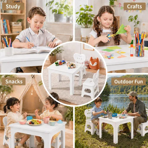 Miniatura 3 de UNICOO Juego de mesa y silla plegable, mesa de actividades portátil de altura ajustable con 2 sillas plegables, para interiores y exteriores