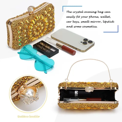 Miniatura 4 de Lanpet Bolso de mano multicolor con diamantes de imitación de cristal para mujer, bolso de hombro con correa de cadena