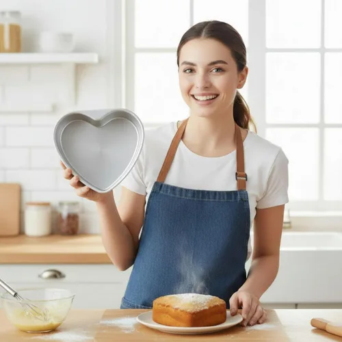 Miniatura 2 de Nuogo Paquete de 3 moldes de aluminio con forma de corazón de 8 pulgadas, moldes para hornear para el día de San Valentín, cumpleaños, bodas, latas