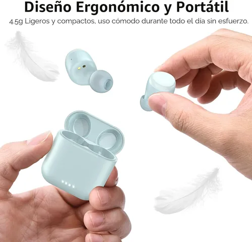 Miniatura 7 de TOZO Auriculares inalámbricos T6, auriculares Bluetooth 5.3, sonido estéreo en el oído, 50 horas de reproducción, estuche de carga inalámbrica, Azul