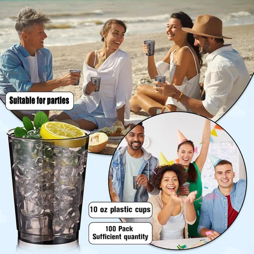 Miniatura 7 de Minatee 100 vasos de plástico desechables de lujo, vasos de cóctel de vino resistentes para graduaciones, bodas y fiestas de cumpleaños, vasos