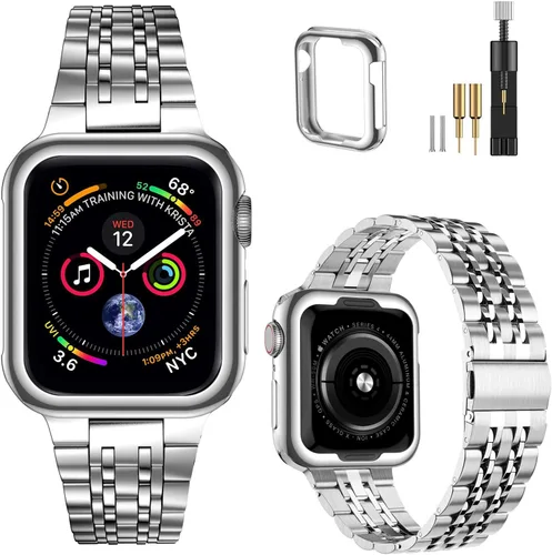 Miniatura 9 de MioHHR - Correa compatible con Apple Watch de 49 mm Ultra 3/2/1, correa de metal de acero inoxidable sólida para iWatch 49 mm Series Ultra 3/2/1