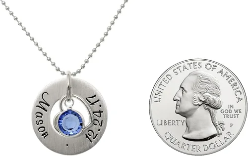 Miniatura 2 de Collar personalizado de plata de ley con corazón caprichoso. Personaliza un dije redondo. Elección de cadena de plata de ley. Regalo perfecto