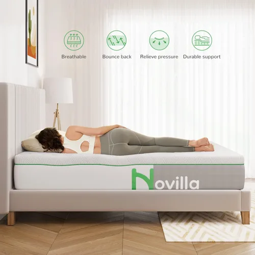 Miniatura 51 de Novilla Colchón individual para niños, colchones de tamaño individual de 5 pulgadas con espuma viscoelástica infundida de gel y espuma que alivia