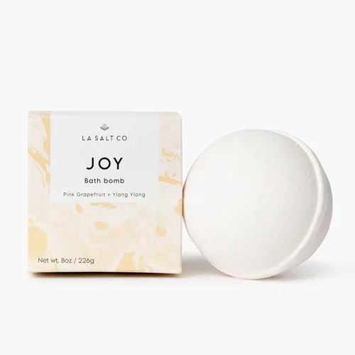LA SALT CO Joy Bomba de baño, 8 onzas, grande, hecha a mano con ingredientes naturales, sal del Himalaya rica en minerales, libre de crueldad, hecha
