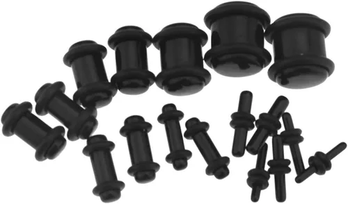 Miniatura 3 de Kit expansor de tapones para los oídos acrílicos negros, 36 unidades, dilatadores cónicos