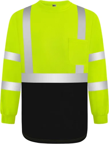 Miniatura 12 de TCCFCCT Camisetas de manga larga de alta visibilidad para hombres y mujeres - Clase 3 Hi Vis, camisas de trabajo de seguridad reflectantes con fondo
