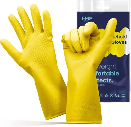 Miniatura 8 de Guantes para lavar platos, guantes de goma, guantes de cocina amarillos, guantes largos para protección de manos y trabajo Rosado