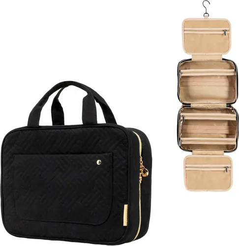Carrywell - Neceser de viaje con gancho para colgar, organizador de maquillaje, bolsa de cosméticos resistente al agua para contenedores de tamaño