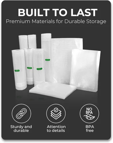 Miniatura 3 de EconoHome Bolsas de sellado al vacío resistentes de 8 x 20 pies para alimentos, paquete de 6 bolsas de almacenamiento al vacío de plástico de grado