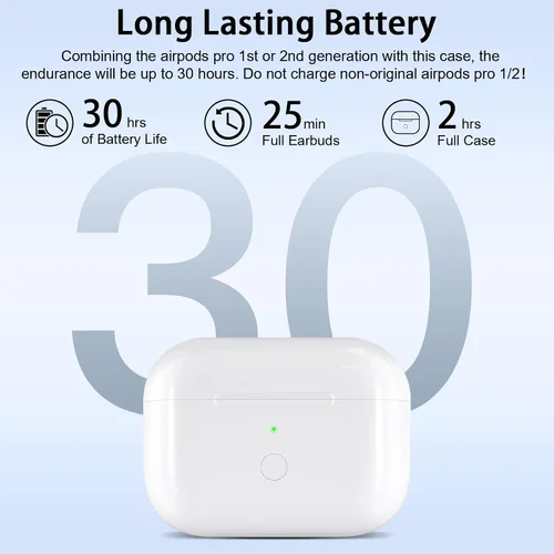 Miniatura 5 de Funda de carga inalámbrica de repuesto compatible con AirPod Pro de 1ª y 2ª generación, funda de cargador Air Pod Pro 1 2 con botón