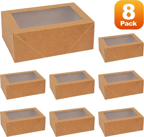 Miniatura 4 de Hammont Cajas de regalo – Paquete de 8 – Cajas de panadería rectangulares con ventana transparente (negro, 7.5 x 5 x 3)