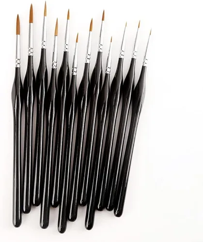 Miniatura 8 de Juego de 11 pinceles de pintura de detalles finos en miniatura, juego de pinceles para acrílico, acuarela, óleo, cara, uñas, pintura de modelo a