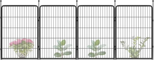 Miniatura 11 de FXW - Valla de jardín metálica y resistente para exteriores, barrera para perros y conejos, fácil instalación, negro, 32 pulgadas de alto x 4.5 pies