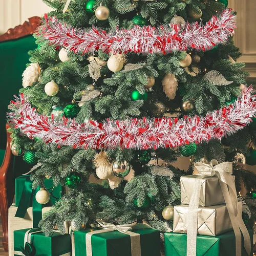 Miniatura 6 de Guirnalda de oropel de Navidad de 50 pies, guirnalda metálica para decoración de árbol de Navidad, boda, cumpleaños, Año Nuevo, adornos colgantes