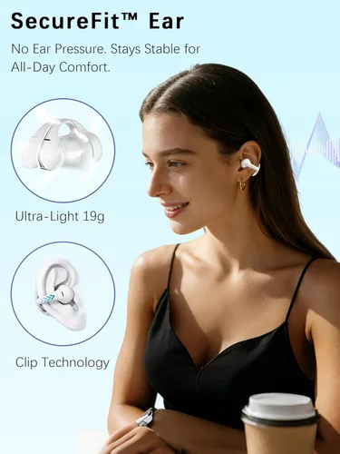 Miniatura 3 de Essonio Auriculares de oreja abierta ENC AI Auriculares de conducción de aire 68 horas de reproducción, sonido estéreo, control táctil, auriculares