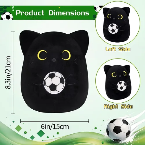 Miniatura 2 de Peluche de gato negro de 8 pulgadas, lindo animal de peluche con béisbol, animal de peluche suave de béisbol para niños y niñas, regalos de béisbol