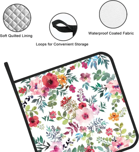 Miniatura 3 de Juego de 2 soportes para macetas de flores florales de acuarela, resistentes al calor, para microondas, hornear, horno, platos finales y barbacoa