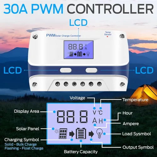 Miniatura 2 de Serenelife Kit de inicio solar portátil de 200 vatios y 12 V con 2 piezas de juego monocristalino de 100 W y controlador PWM de 30 A para RV