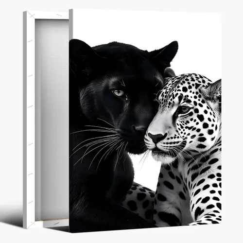 Arte de pared de moda en blanco y negro, elegante póster de rugido de leopardo, impresión vintage funky en lienzo, decoración de pared estética