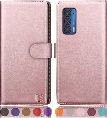 Miniatura 12 de SUANPOT Funda tipo cartera para Motorola Moto Edge 5G UW/Edge 2021 con bloqueo RFID, soporte para tarjetas de crédito, funda de piel sintética