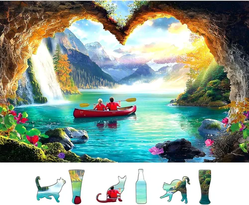 Miniatura 18 de Rompecabezas de 500 piezas para adultos, vibrante escena tropical de playa con palmeras, rompecabezas para adultos, silla de playa, veleros