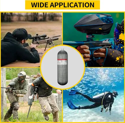 Miniatura 5 de TUXING Tanque de aire de fibra de carbono de 4.7L 4500psi (botella vacía) Estación de llenado de paintball con manguera de alta presión M18* 1.5