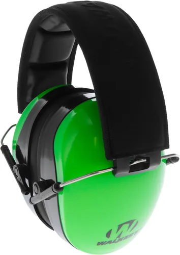 Walker's Orejera pasiva de doble color, compacta, plegable, ligera, 26 dB, NRR, pistola de caza, protección auditiva Verde de alta visibilidad