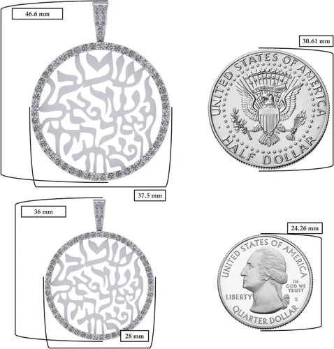 Miniatura 3 de Central Diamond Center Shema Israel - Collar con colgante de oración hebrea en plata de ley maciza