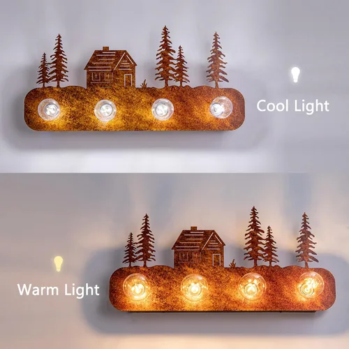 Miniatura 9 de TOCHIC Lámparas rústicas de baño, 4 luces de casa de campo sobre espejo regulable, apliques vintage occidentales para armarios de espejo, tocador