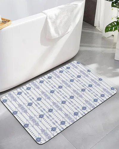 Tapete de baño bohemio indio para bañera, antideslizante, de secado rápido y absorbente, de tierra de diatomeas, lavable, tapete de baño rústico,