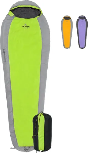 Miniatura 8 de Saco de Dormir Teton 20F y 5F; Saco de Dormir Ultraligero y Cálido para Momia para Adultos y Niños, Acampada, Mochilero, Senderismo Rojo doble
