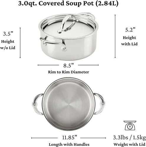 Miniatura 7 de Hestan ProBond Luxe Olla de sopa de 3 cuartos con tapa, acero inoxidable revestido profesional, construcción ProCore con revestimiento de tres
