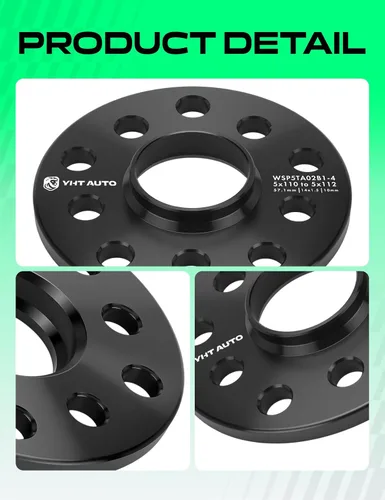 Miniatura 7 de YHTAUTO adaptadores para ruedas con buje céntrico de 5x100/5x112mm, 10 mm, compatibles con modelos Audi, Volkswagen, A4, TT, Jetta, Passat