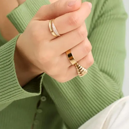 Miniatura 7 de NOKMIT Anillos rellenos de oro de 14 quilates de 0.197 in para mujeres y niñas, delicado y grueso, anillo de compromiso para el pulgar, regalo