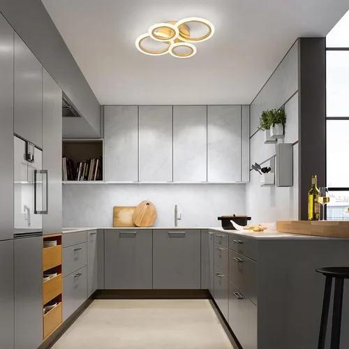 Miniatura 2 de Lámpara LED moderna de montaje empotrado, 4 anillos dorados cerca del techo, lámpara de iluminación de cocina para dormitorio, sala de estar