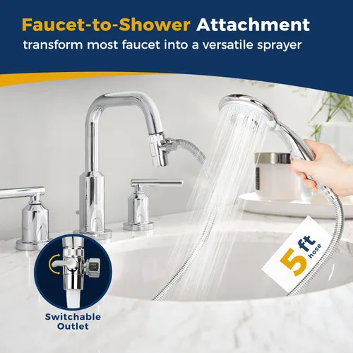 Miniatura 2 de KLLEYNA - Grifo de fregadero para lavado de pelo, accesorio para cabezal de regadera para bañera con 5 adaptadores, rociador de fregadero