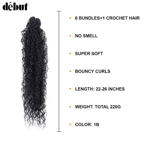 Miniatura 3 de 7 mechones de cabello sintético rizado tipo afro de 22, 24 y 26 pulgadas (7.76 oz) elaborado con fibra de alta temperatura.