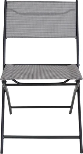 Miniatura 4 de BTEXPERT Juego de muebles de comedor de 3 piezas para patio, mesa de picnic plegable portátil, dos sillas para exteriores, plegable, gris