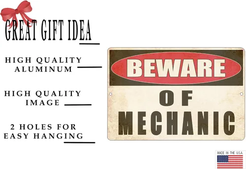 Miniatura 2 de Divertido mecánico metal estaño signo decoración de pared hombre cueva bar tienda advertencia cuidado de mecánico