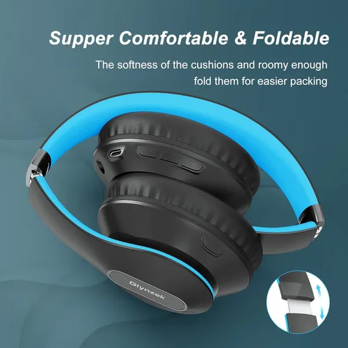 Miniatura 4 de Auriculares Bluetooth inalámbricos con micrófono, cubren las orejas, 65H de tiempo de reproducción, auriculares estéreo HiFi con modos 6EQ, Azul