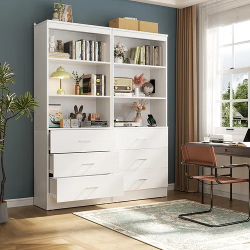 Miniatura 6 de Aheaplus Sistema de cajones de armario de 23.6 pulgadas, sistema organizador de armario de madera con 3 cajones, unidad de almacenamiento modular