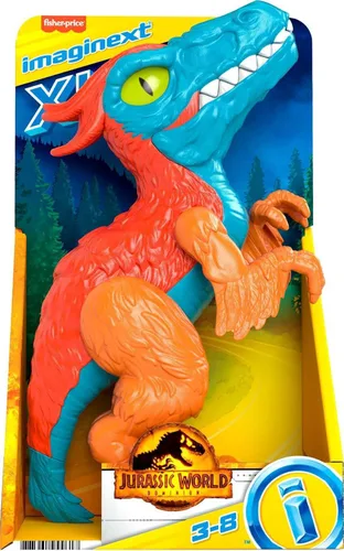 Miniatura 6 de Fisher-Price Imaginext Jurassic World Dominion - Juguete de dinosaurio Pyroraptor XL Poseable de 10 pulgadas para juegos de simulación, niños a