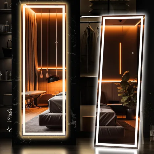 Miniatura 32 de Hasipu Espejo de longitud completa con luces, espejo de pie LED de 65 x 22 pulgadas, espejo de cuerpo completo para vestirse, espejo montado