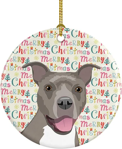 Caroline's Treasures Pit Bull - Adorno de cerámica azul #1 para colgar en el árbol de Navidad, decoración para el hogar, Navidad, fiestas, regalo, 3