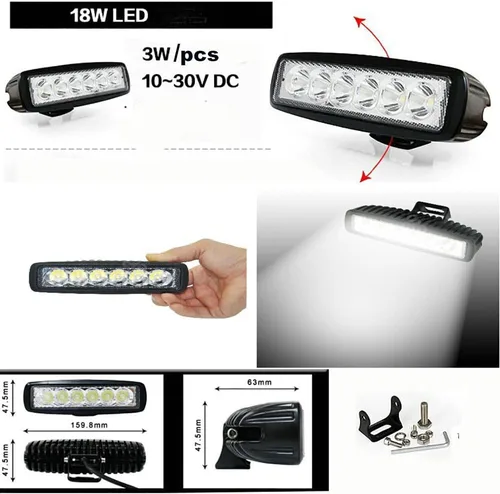 Miniatura 3 de Yibid Faro de trabajo LED de 18W para motocicleta, luz delantera antiniebla para Honda Yamaha Suzuki Bobber Cafe Racer Cruiser ATV, embarcaciones