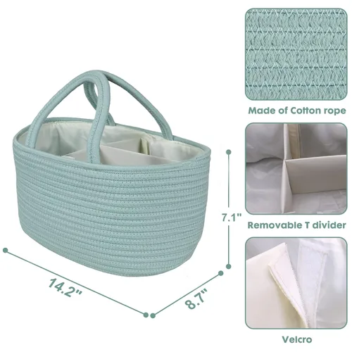 Miniatura 46 de Organizador de pañales para bebé con cuerda de algodón para niña o niño, cesta de almacenamiento portátil para guardería, bolsa de transporte